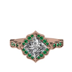 Minimal Gea Yüzük - Swarovski ve yeşil kuvars 14 ayar rose altın yüzük #iohpki