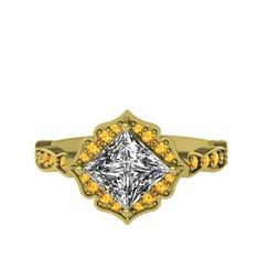 Minimal Gea Yüzük - Swarovski ve sitrin 925 ayar altın kaplama gümüş yüzük #kx5mrk