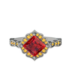 Minimal Gea Yüzük - Garnet ve sitrin 925 ayar gümüş yüzük #kxbhip