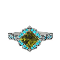 Minimal Gea Yüzük - Peridot ve akuamarin 925 ayar gümüş yüzük #kzclf5
