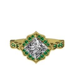 Minimal Gea Yüzük - Swarovski ve yeşil kuvars 925 ayar altın kaplama gümüş yüzük #ligr5s