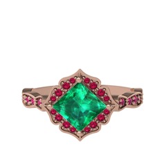 Yeşil kuvars ve rodolit garnet 8 ayar rose altın yüzük