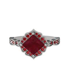 Minimal Gea Yüzük - Kök yakut ve garnet 14 ayar beyaz altın yüzük #ouitvc