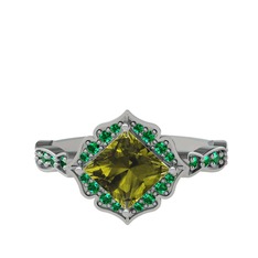 Minimal Gea Yüzük - Peridot ve yeşil kuvars 925 ayar gümüş yüzük #p7v6yw