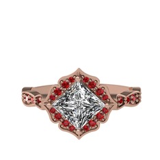Minimal Gea Yüzük - Beyaz zirkon ve garnet 925 ayar rose altın kaplama gümüş yüzük #pwhf1y