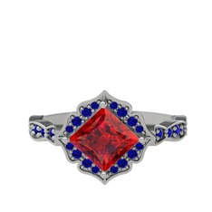 Minimal Gea Yüzük - Garnet ve lab safir 18 ayar beyaz altın yüzük #sbisca