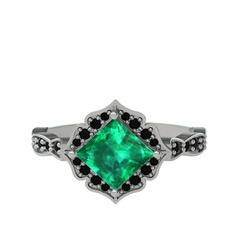 Minimal Gea Yüzük - Yeşil kuvars ve siyah zirkon 8 ayar beyaz altın yüzük #sntvbv