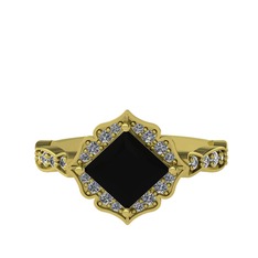 Minimal Gea Yüzük - Siyah zirkon ve pırlanta 18 ayar altın yüzük (0.775 karat) #x45mh2