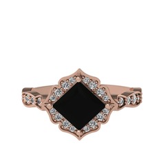 Siyah zirkon ve beyaz zirkon 8 ayar rose altın yüzük