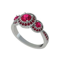 Rodolit garnet ve kök yakut 925 ayar gümüş yüzük