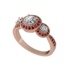 Elia Tria Yüzük - Swarovski ve garnet 925 ayar rose altın kaplama gümüş yüzük #12mby2o