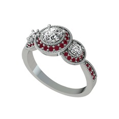 Swarovski ve kök yakut 18 ayar beyaz altın yüzük
