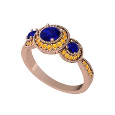 Elia Tria Yüzük - Lab safir ve sitrin 8 ayar rose altın yüzük #179i7ka