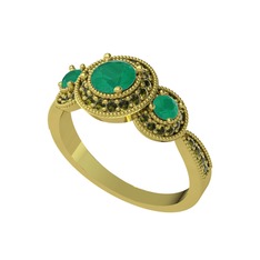 Elia Tria Yüzük - Kök zümrüt ve peridot 925 ayar altın kaplama gümüş yüzük #1aqsrpp