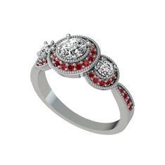Swarovski ve garnet 14 ayar beyaz altın yüzük