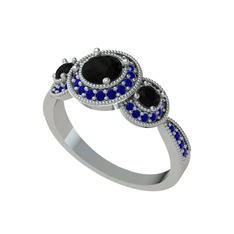 Siyah zirkon ve lab safir 925 ayar gümüş yüzük