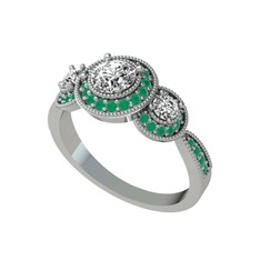 Swarovski ve kök zümrüt 925 ayar gümüş yüzük