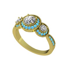 Swarovski ve akuamarin 18 ayar altın yüzük
