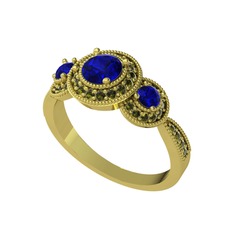 Elia Tria Yüzük - Lab safir ve peridot 18 ayar altın yüzük #1yayi85