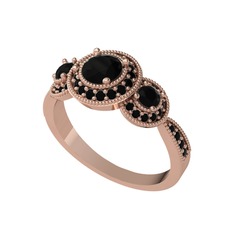 Elia Tria Yüzük - Siyah zirkon 18 ayar rose altın yüzük #3hxsqr