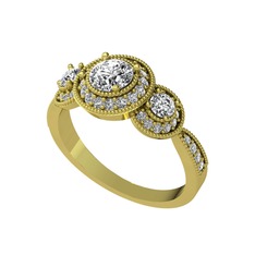 Beyaz zirkon ve swarovski 18 ayar altın yüzük