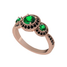 Elia Tria Yüzük - Yeşil kuvars ve siyah zirkon 18 ayar rose altın yüzük #gtqexv