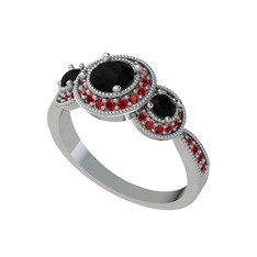 Elia Tria Yüzük - Siyah zirkon ve garnet 925 ayar gümüş yüzük #hek2cz