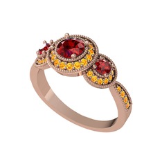 Garnet ve sitrin 8 ayar rose altın yüzük