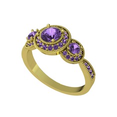 Elia Tria Yüzük - Ametist 925 ayar altın kaplama gümüş yüzük #nsognw