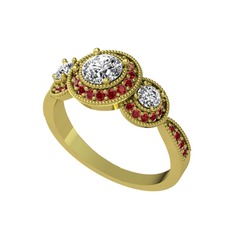 Swarovski ve garnet 8 ayar altın yüzük