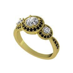 Elia Tria Yüzük - Swarovski ve siyah zirkon 8 ayar altın yüzük #phi6gy
