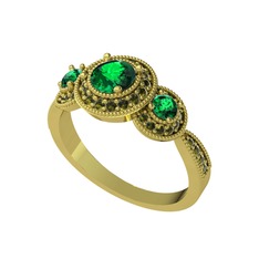 Yeşil kuvars ve peridot 18 ayar altın yüzük