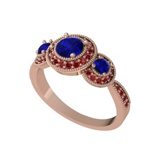 Lab safir ve garnet 18 ayar rose altın yüzük