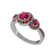 Elia Tria Yüzük - Rodolit garnet ve garnet 18 ayar beyaz altın yüzük #t9qd7g