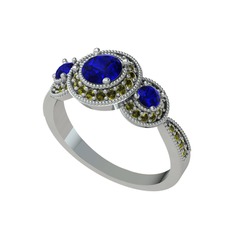 Lab safir ve peridot 925 ayar gümüş yüzük