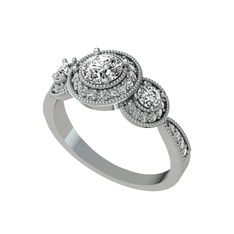 Elia Tria Yüzük - Pırlanta ve swarovski 14 ayar beyaz altın yüzük (1.5 karat) #ylgieg