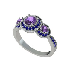 Elia Tria Yüzük - Ametist ve lab safir 8 ayar beyaz altın yüzük #z6ly6a