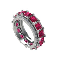 Arwen Tamtur Yüzük - Rodolit garnet ve swarovski 14 ayar beyaz altın yüzük #10xjq3x