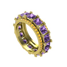 Arwen Tamtur Yüzük - Ametist ve sitrin 8 ayar altın yüzük #11ky1j6