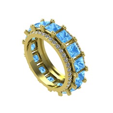 Arwen Tamtur Yüzük - Akuamarin ve swarovski 8 ayar altın yüzük #13ini81