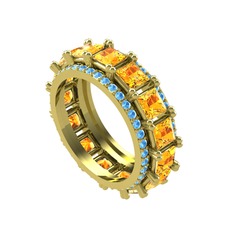 Arwen Tamtur Yüzük - Sitrin ve akuamarin 18 ayar altın yüzük #13rxid