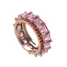Arwen Tamtur Yüzük - Pembe kuvars ve garnet 18 ayar rose altın yüzük #16el7e4