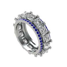 Arwen Tamtur Yüzük - Swarovski ve lab safir 8 ayar beyaz altın yüzük #18mimn0
