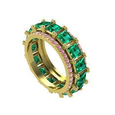 Yeşil kuvars ve pembe kuvars 18 ayar altın yüzük