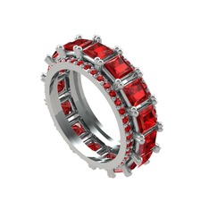Garnet 14 ayar beyaz altın yüzük