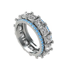 Swarovski ve akuamarin 18 ayar beyaz altın yüzük