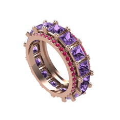 Ametist ve rodolit garnet 14 ayar rose altın yüzük