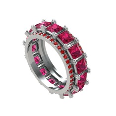 Rodolit garnet ve garnet 14 ayar beyaz altın yüzük
