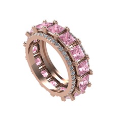 Pembe kuvars ve swarovski 18 ayar rose altın yüzük