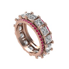 Arwen Tamtur Yüzük - Pırlanta ve rodolit garnet 925 ayar rose altın kaplama gümüş yüzük (4.8 karat) #1ebctli